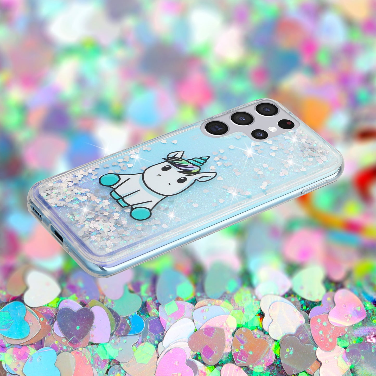 For Samsung Galaxy S23 Ultra Glitter Liquid Quicksand TPU Phone Case Embossment Pattern Phone Cover