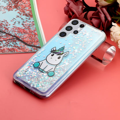 For Samsung Galaxy S23 Ultra Glitter Liquid Quicksand TPU Phone Case Embossment Pattern Phone Cover