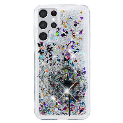 For Samsung Galaxy S23 Ultra Glitter Liquid Quicksand TPU Phone Case Embossment Pattern Phone Cover