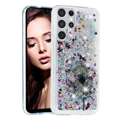 For Samsung Galaxy S23 Ultra Glitter Liquid Quicksand TPU Phone Case Embossment Pattern Phone Cover