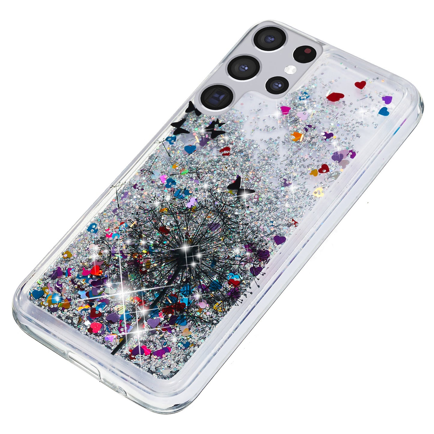For Samsung Galaxy S23 Ultra Glitter Liquid Quicksand TPU Phone Case Embossment Pattern Phone Cover