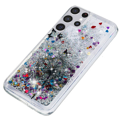 For Samsung Galaxy S23 Ultra Glitter Liquid Quicksand TPU Phone Case Embossment Pattern Phone Cover