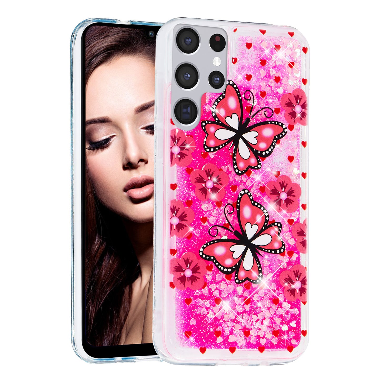 For Samsung Galaxy S23 Ultra Glitter Liquid Quicksand TPU Phone Case Embossment Pattern Phone Cover