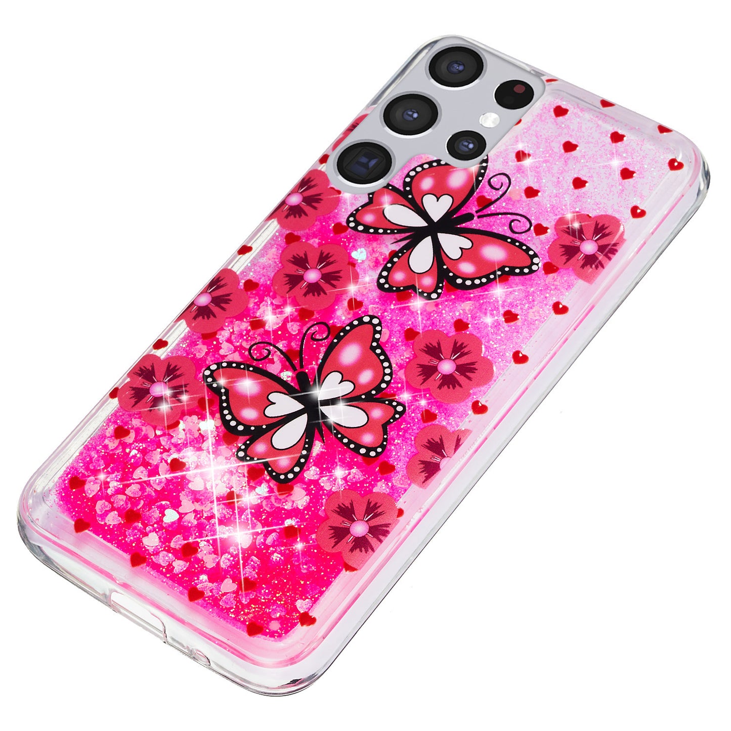 For Samsung Galaxy S23 Ultra Glitter Liquid Quicksand TPU Phone Case Embossment Pattern Phone Cover