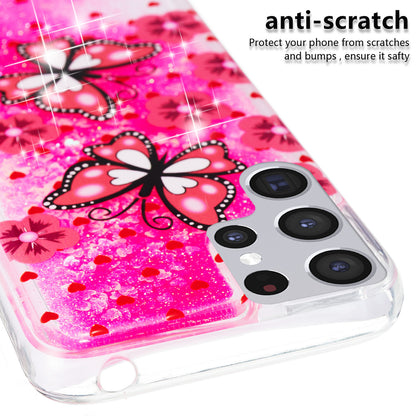 For Samsung Galaxy S23 Ultra Glitter Liquid Quicksand TPU Phone Case Embossment Pattern Phone Cover