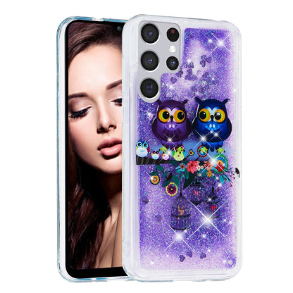 For Samsung Galaxy S23 Ultra Glitter Liquid Quicksand TPU Phone Case Embossment Pattern Phone Cover