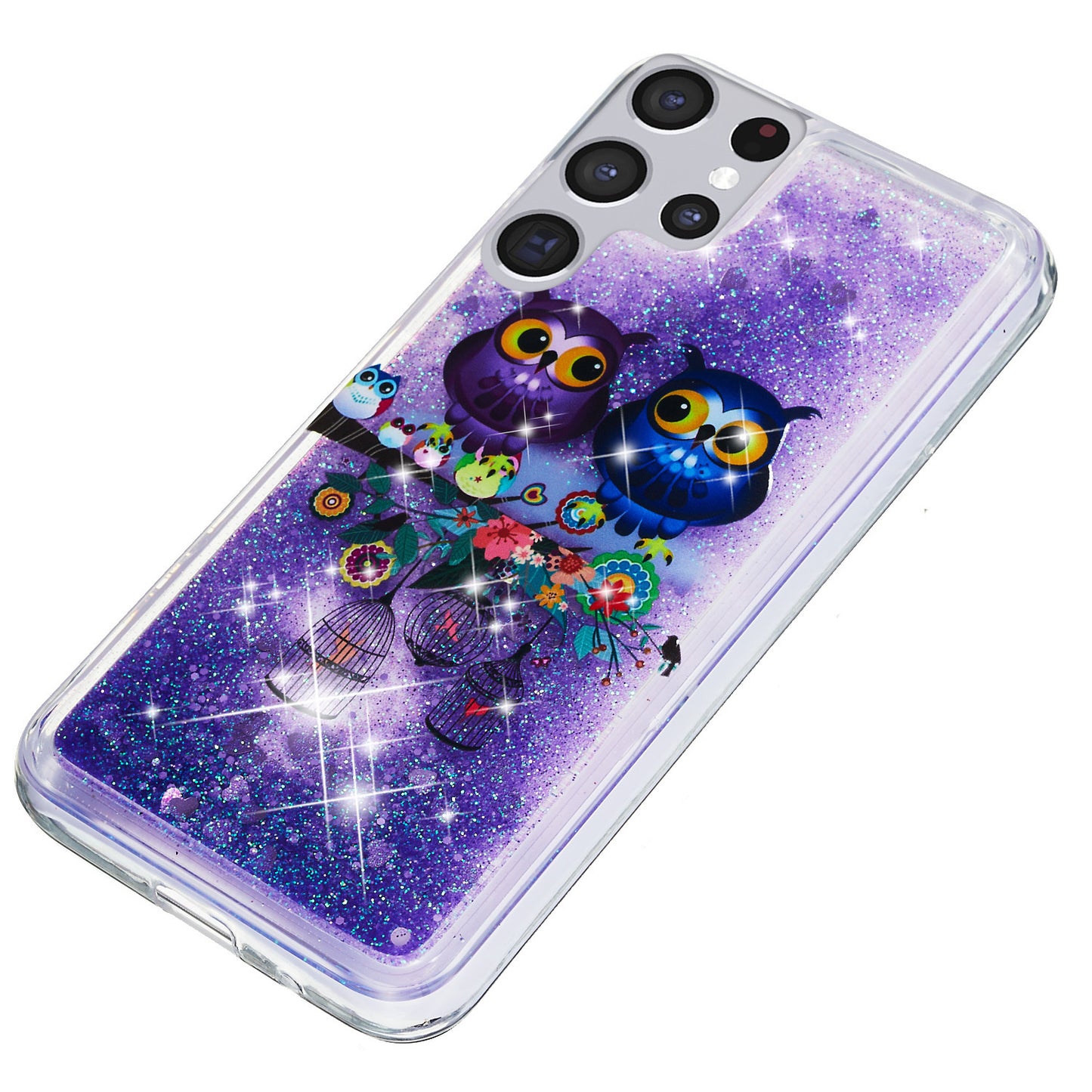 For Samsung Galaxy S23 Ultra Glitter Liquid Quicksand TPU Phone Case Embossment Pattern Phone Cover