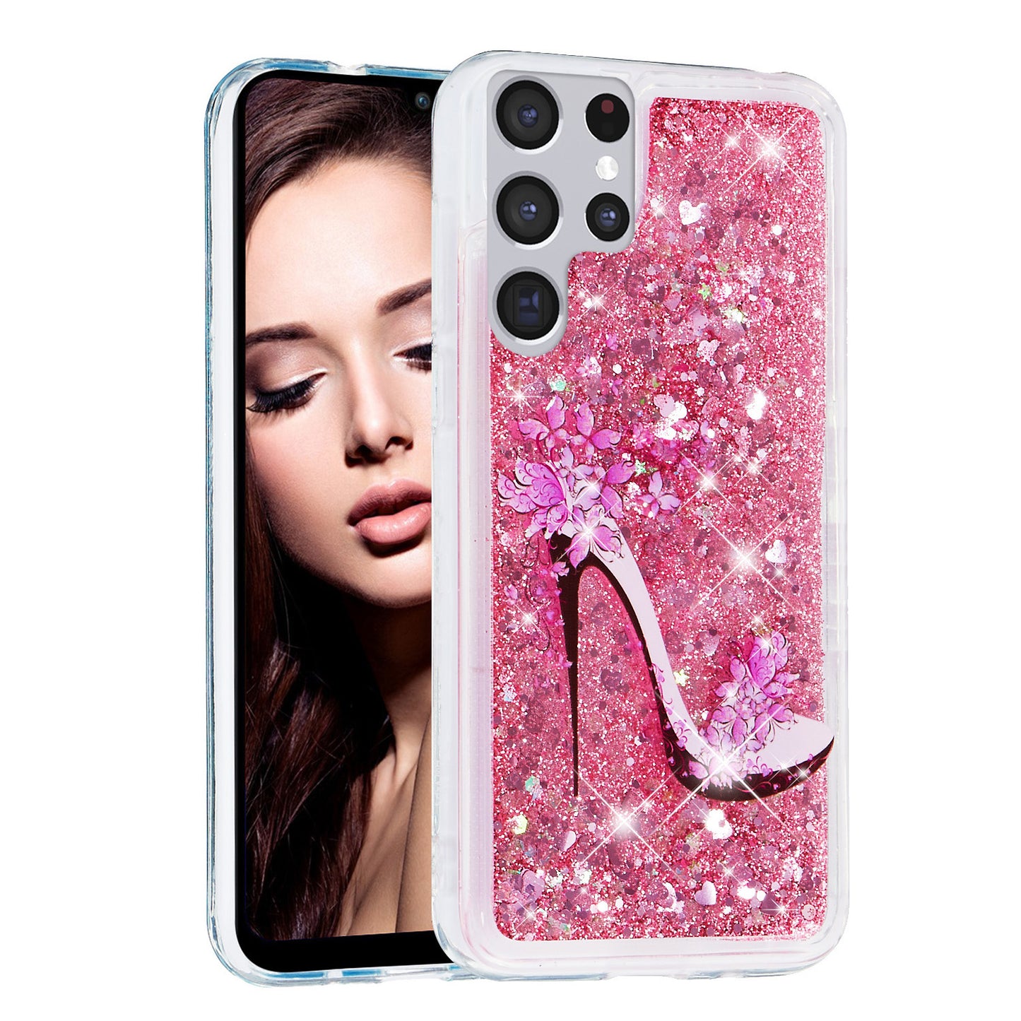 For Samsung Galaxy S23 Ultra Glitter Liquid Quicksand TPU Phone Case Embossment Pattern Phone Cover