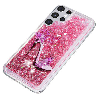 For Samsung Galaxy S23 Ultra Glitter Liquid Quicksand TPU Phone Case Embossment Pattern Phone Cover