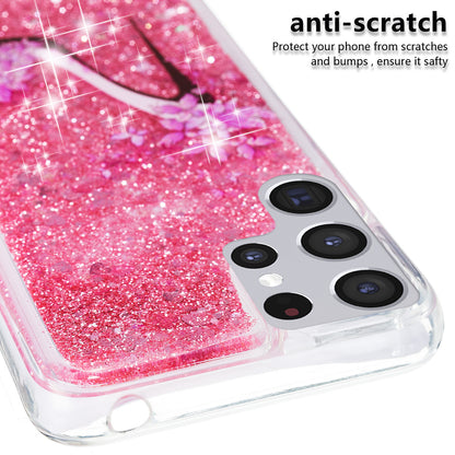 For Samsung Galaxy S23 Ultra Glitter Liquid Quicksand TPU Phone Case Embossment Pattern Phone Cover