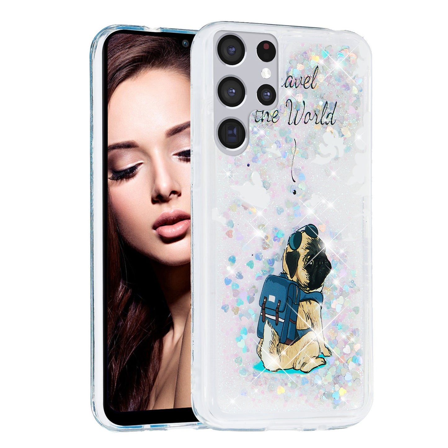 For Samsung Galaxy S23 Ultra Glitter Liquid Quicksand TPU Phone Case Embossment Pattern Phone Cover