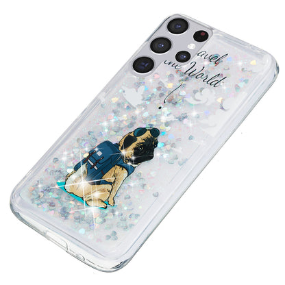 For Samsung Galaxy S23 Ultra Glitter Liquid Quicksand TPU Phone Case Embossment Pattern Phone Cover