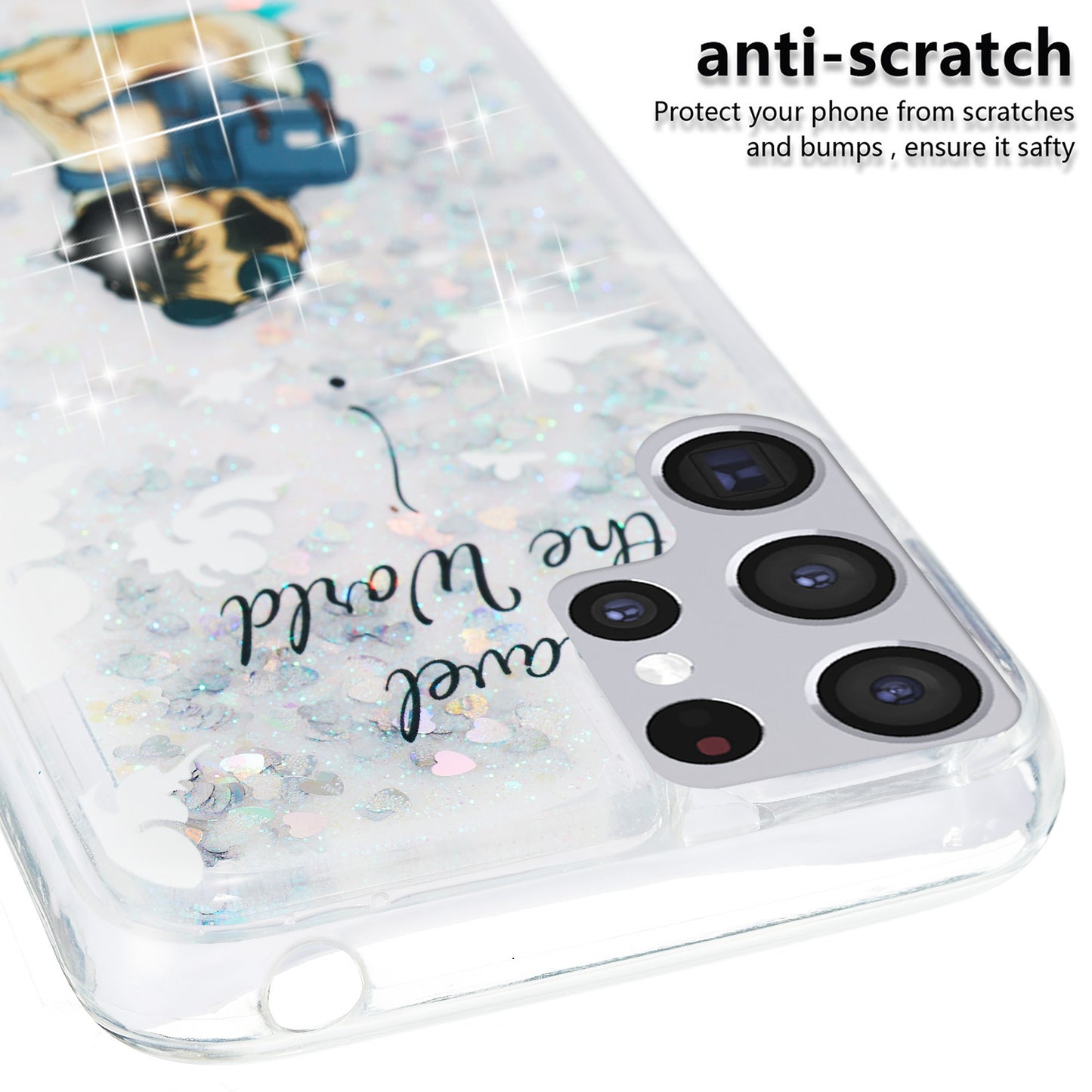 For Samsung Galaxy S23 Ultra Glitter Liquid Quicksand TPU Phone Case Embossment Pattern Phone Cover