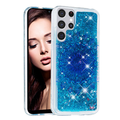 For Samsung Galaxy S23 Ultra Glitter Liquid Quicksand TPU Phone Case Embossment Pattern Phone Cover