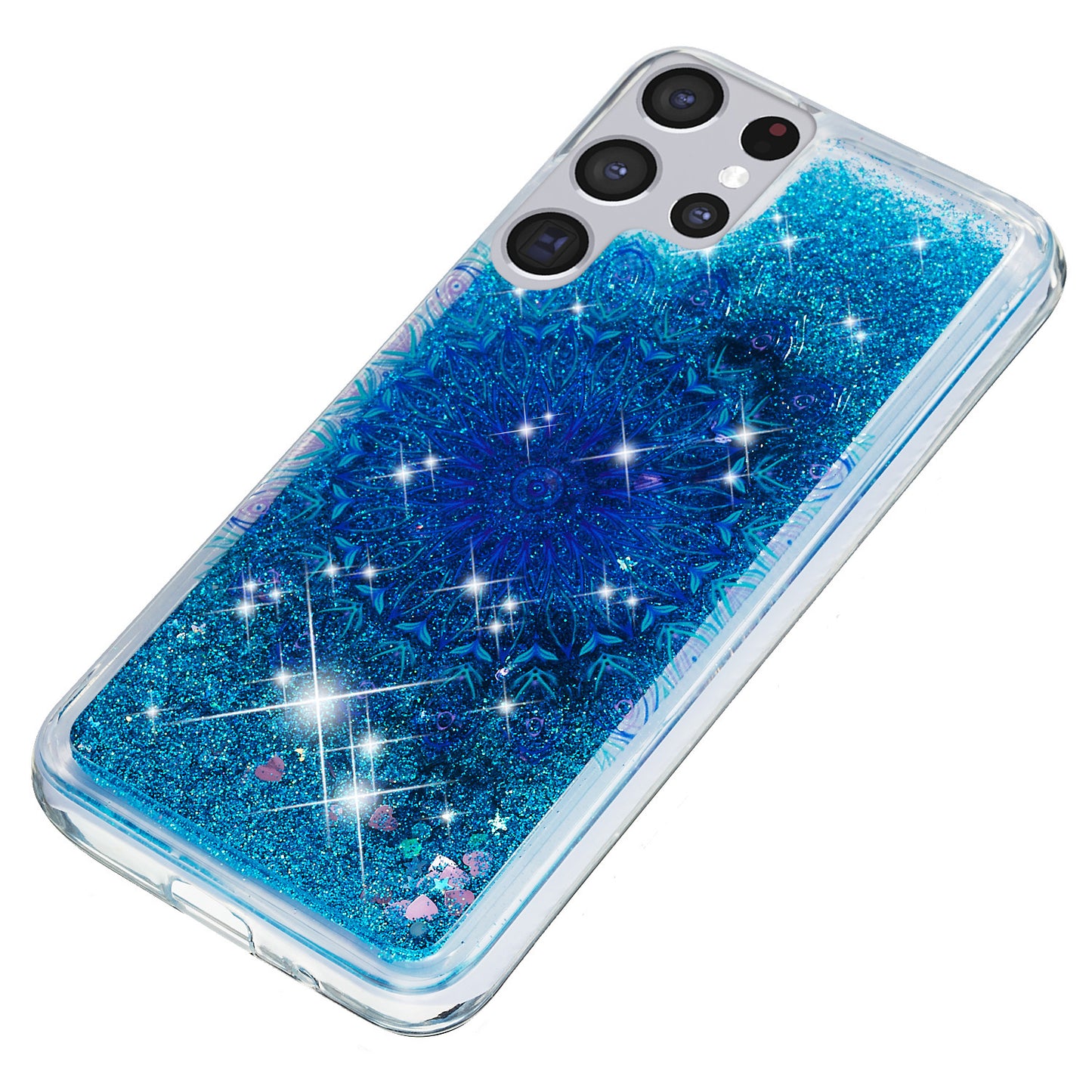 For Samsung Galaxy S23 Ultra Glitter Liquid Quicksand TPU Phone Case Embossment Pattern Phone Cover