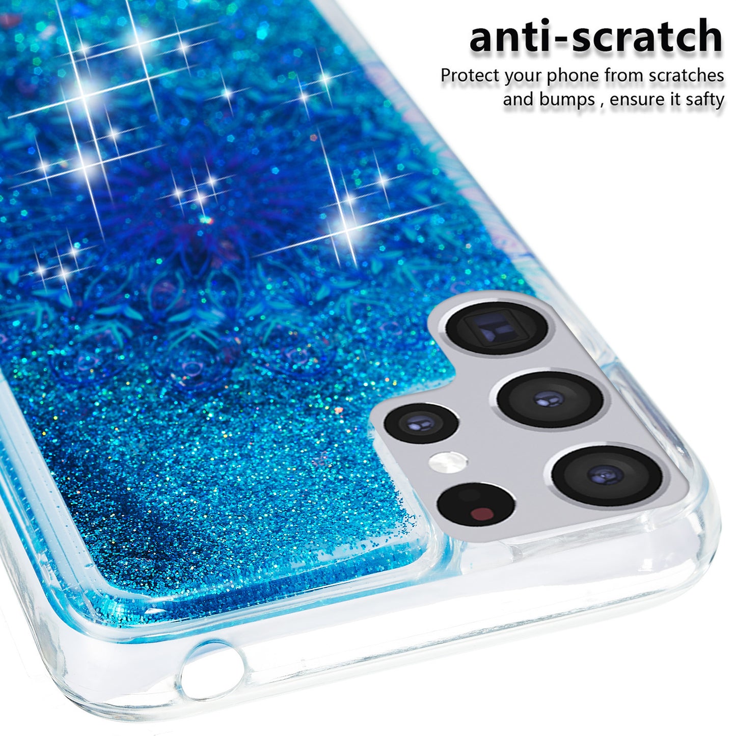 For Samsung Galaxy S23 Ultra Glitter Liquid Quicksand TPU Phone Case Embossment Pattern Phone Cover