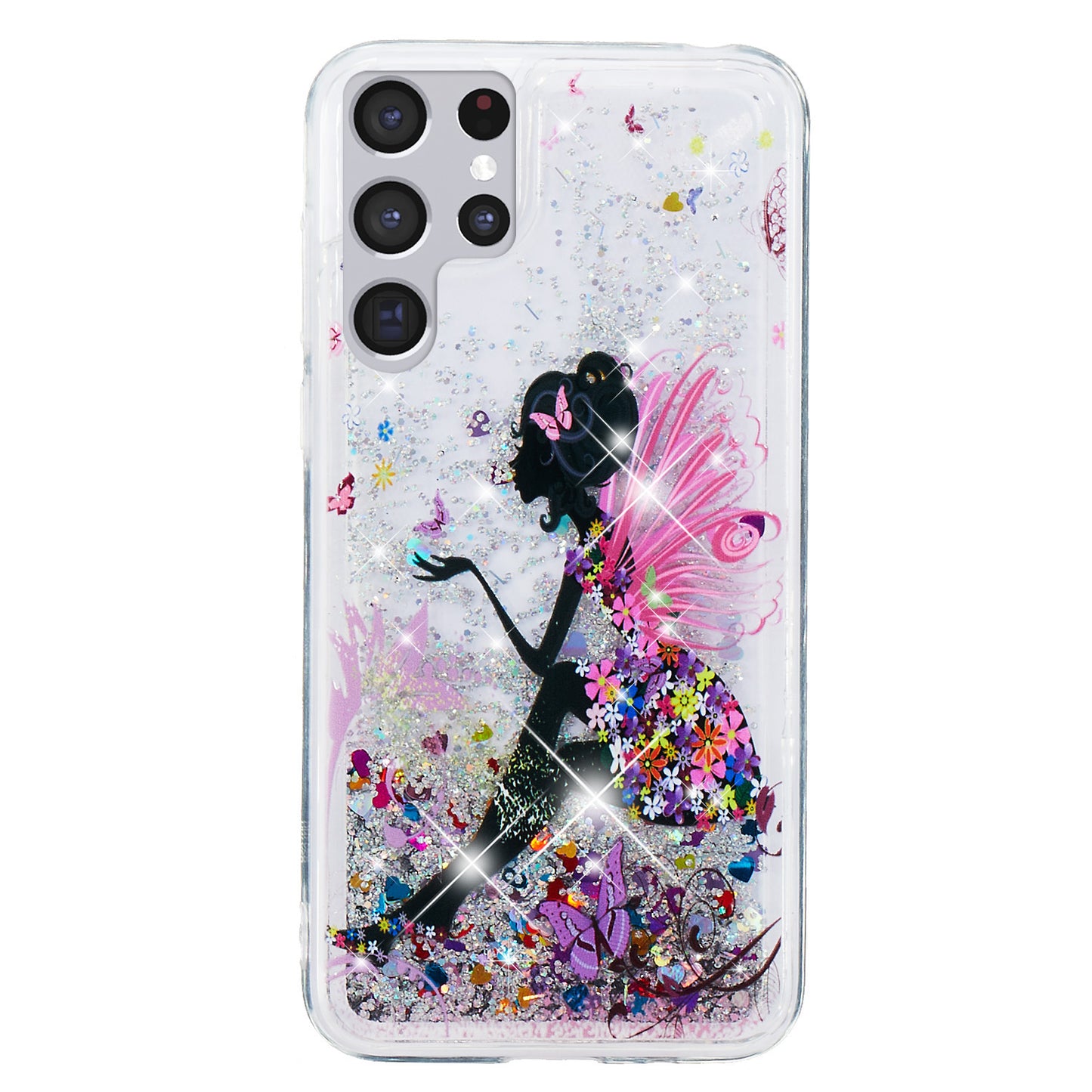 For Samsung Galaxy S23 Ultra Glitter Liquid Quicksand TPU Phone Case Embossment Pattern Phone Cover