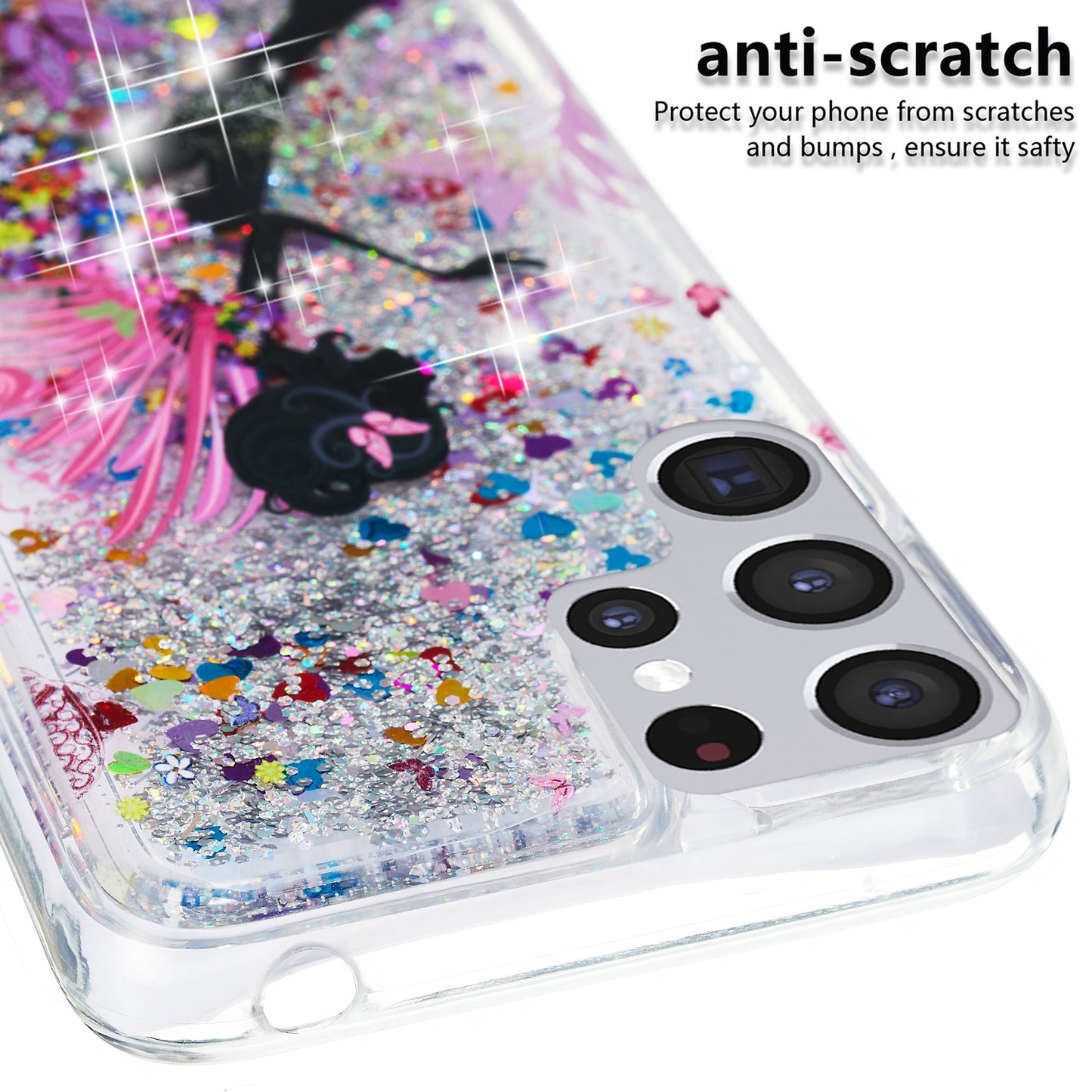 For Samsung Galaxy S23 Ultra Glitter Liquid Quicksand TPU Phone Case Embossment Pattern Phone Cover