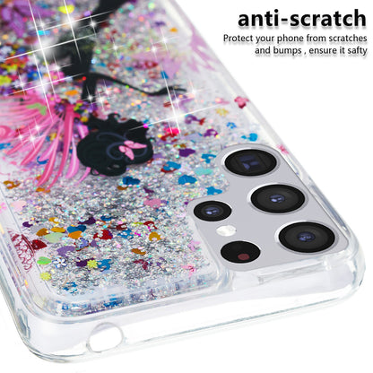 For Samsung Galaxy S23 Ultra Glitter Liquid Quicksand TPU Phone Case Embossment Pattern Phone Cover