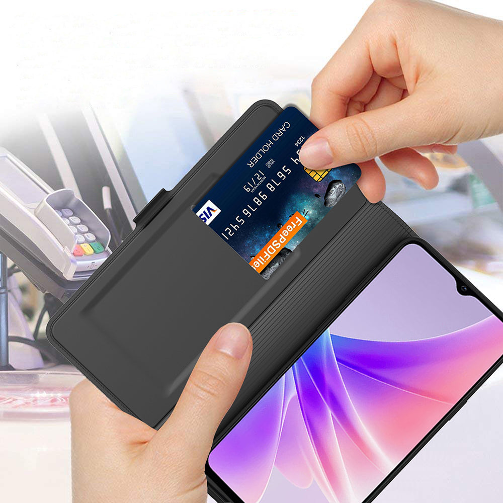 For Oppo Find X6 Shockproof Case PU Leather Card Slot Case Flip Phone Cover with Stand