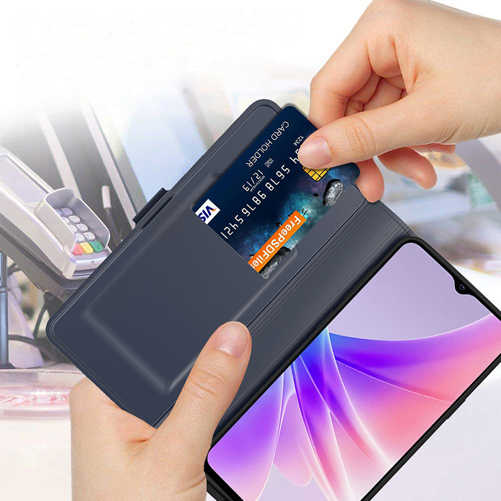 For Oppo Find X6 Shockproof Case PU Leather Card Slot Case Flip Phone Cover with Stand