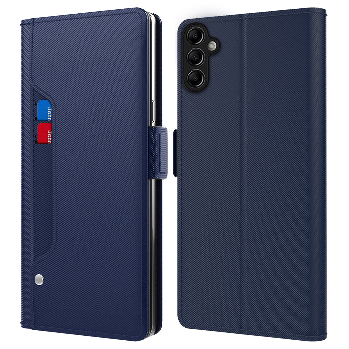 For Samsung Galaxy A24 4G PU Leather Cover Card Holder Stand Case Anti-Drop Phone Shell with Mirror