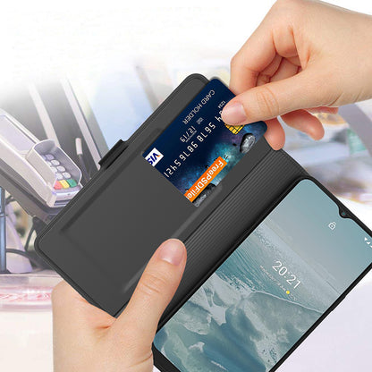 Shockproof Case for Nokia C12 Pro / C12 4G / C12 Plus PU Leather Flip Cover Card Slot Phone Case with Stand