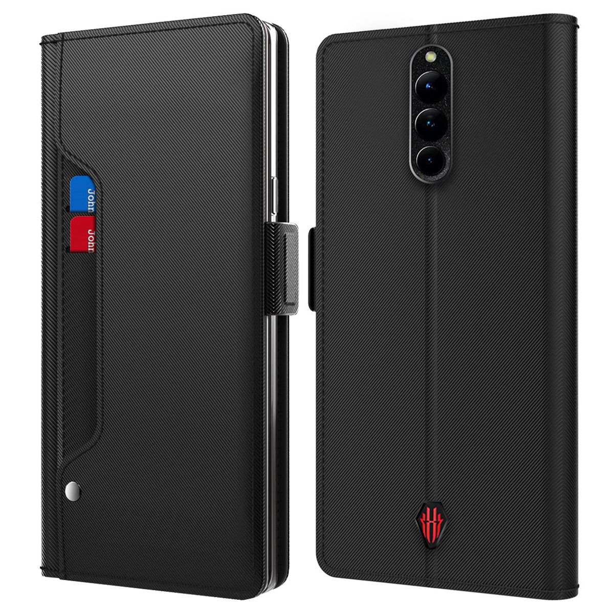 For ZTE nubia Red Magic 8 Pro 5G Leather Flip Cover with Mirror Card Holder Stand Protective Phone Case