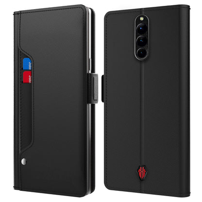 For ZTE nubia Red Magic 8 Pro 5G Leather Flip Cover with Mirror Card Holder Stand Protective Phone Case