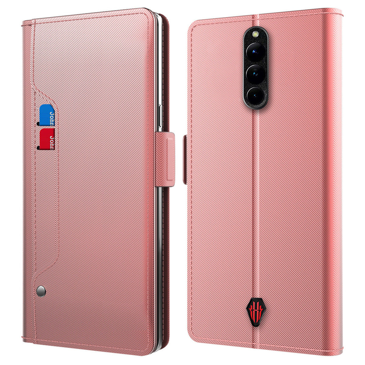 For ZTE nubia Red Magic 8 Pro 5G Leather Flip Cover with Mirror Card Holder Stand Protective Phone Case