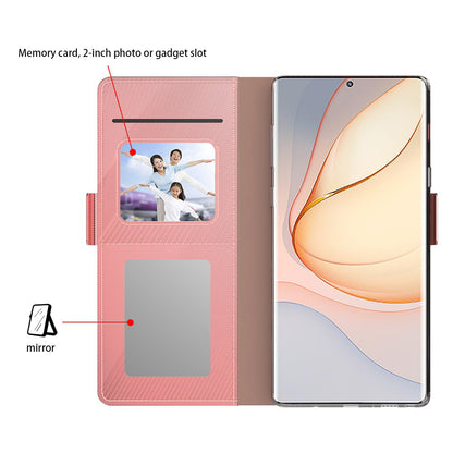 For ZTE nubia Red Magic 8 Pro 5G Leather Flip Cover with Mirror Card Holder Stand Protective Phone Case