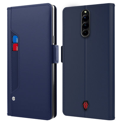 For ZTE nubia Red Magic 8 Pro 5G Leather Flip Cover with Mirror Card Holder Stand Protective Phone Case