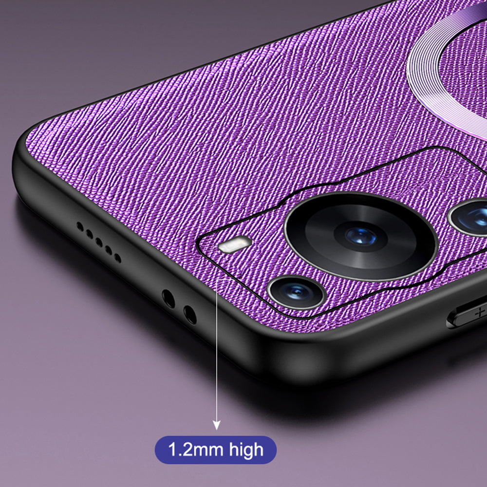 Magnetic Phone Case for Huawei P60 Pro , Leather Coated TPU Cross Texture Smartphone Cover