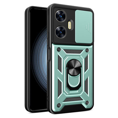 For Realme C55 Kickstand Phone Case Slide Camera Protection PC+TPU Car Mount Phone Cover