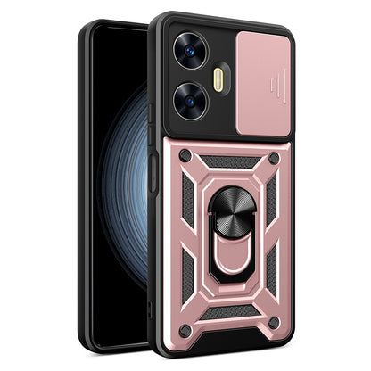 For Realme C55 Kickstand Phone Case Slide Camera Protection PC+TPU Car Mount Phone Cover