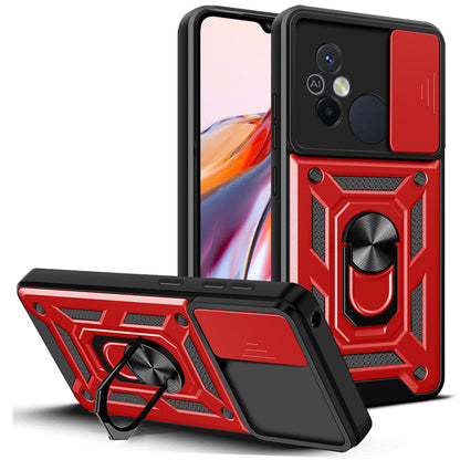 For Xiaomi Redmi 12C 4G Kickstand Phone Case PC+TPU Cover with Slide Camera Lid