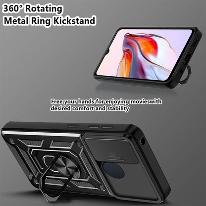 For Xiaomi Redmi 12C 4G Kickstand Phone Case PC+TPU Cover with Slide Camera Lid