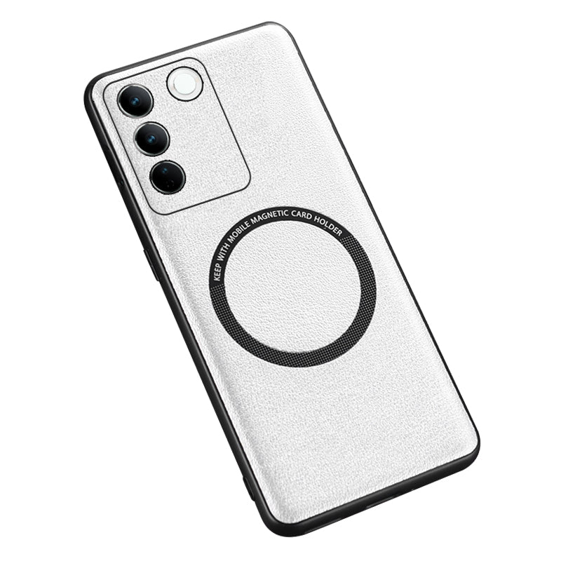 For vivo S16 Magnetic Phone Case Leather Coated PC+TPU Protective Phone Cover