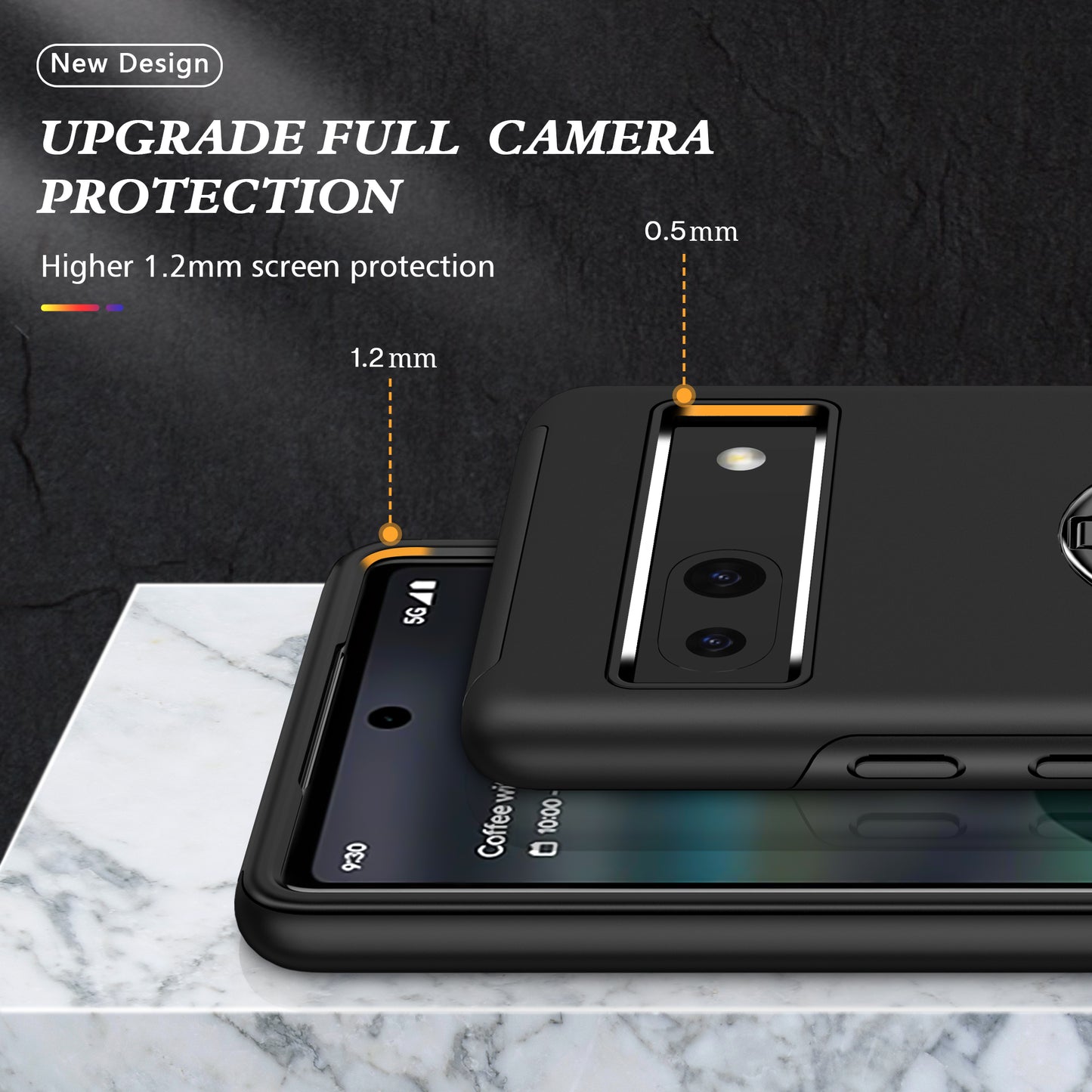 For Google Pixel 7a Rotary Ring Kickstand Phone Case PC+TPU Anti-Drop Back Cover