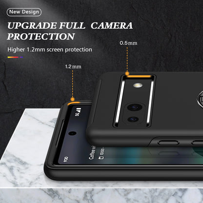 For Google Pixel 7a Rotary Ring Kickstand Phone Case PC+TPU Anti-Drop Back Cover