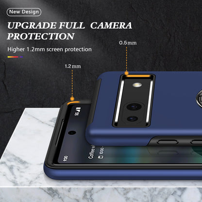 For Google Pixel 7a Rotary Ring Kickstand Phone Case PC+TPU Anti-Drop Back Cover