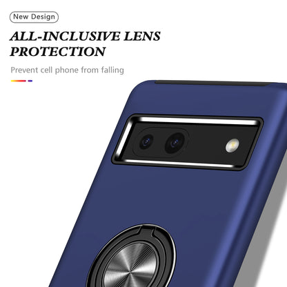 For Google Pixel 7a Rotary Ring Kickstand Phone Case PC+TPU Anti-Drop Back Cover