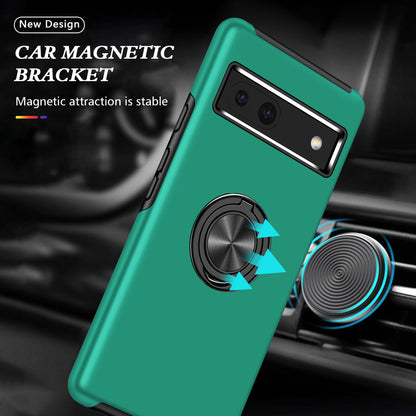 For Google Pixel 7a Rotary Ring Kickstand Phone Case PC+TPU Anti-Drop Back Cover