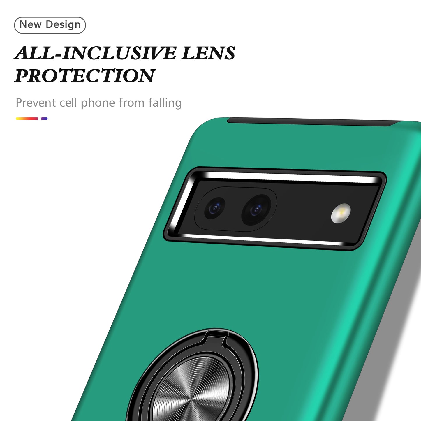 For Google Pixel 7a Rotary Ring Kickstand Phone Case PC+TPU Anti-Drop Back Cover