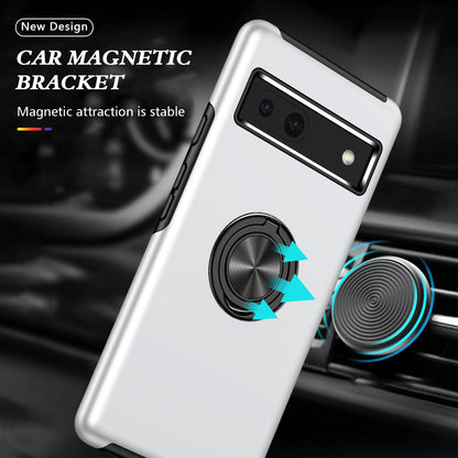 For Google Pixel 7a Rotary Ring Kickstand Phone Case PC+TPU Anti-Drop Back Cover