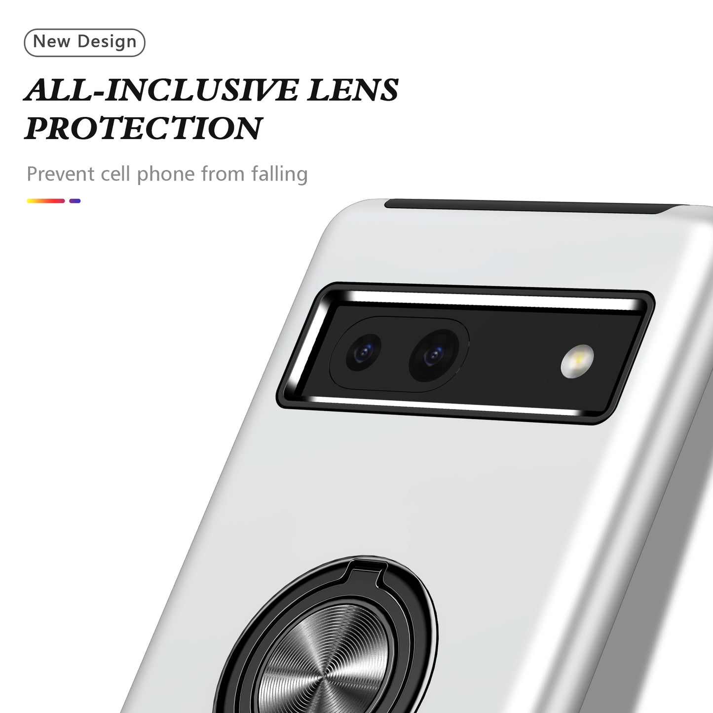 For Google Pixel 7a Rotary Ring Kickstand Phone Case PC+TPU Anti-Drop Back Cover