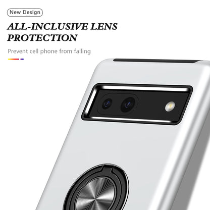 For Google Pixel 7a Rotary Ring Kickstand Phone Case PC+TPU Anti-Drop Back Cover