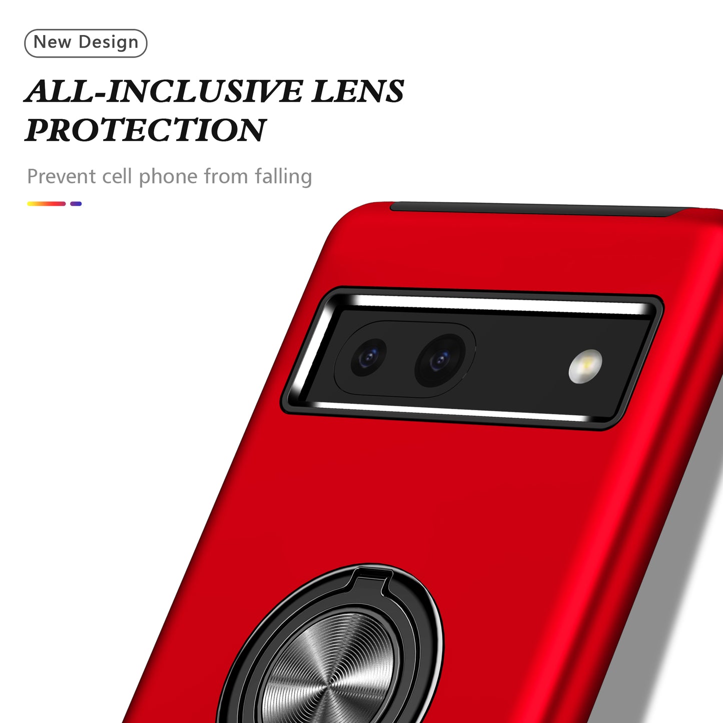 For Google Pixel 7a Rotary Ring Kickstand Phone Case PC+TPU Anti-Drop Back Cover