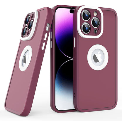 Slim Case for iPhone 14 Pro Max Skin-Touch Soft TPU PC Phone Case (Round Hollow Show Phone's Logo)