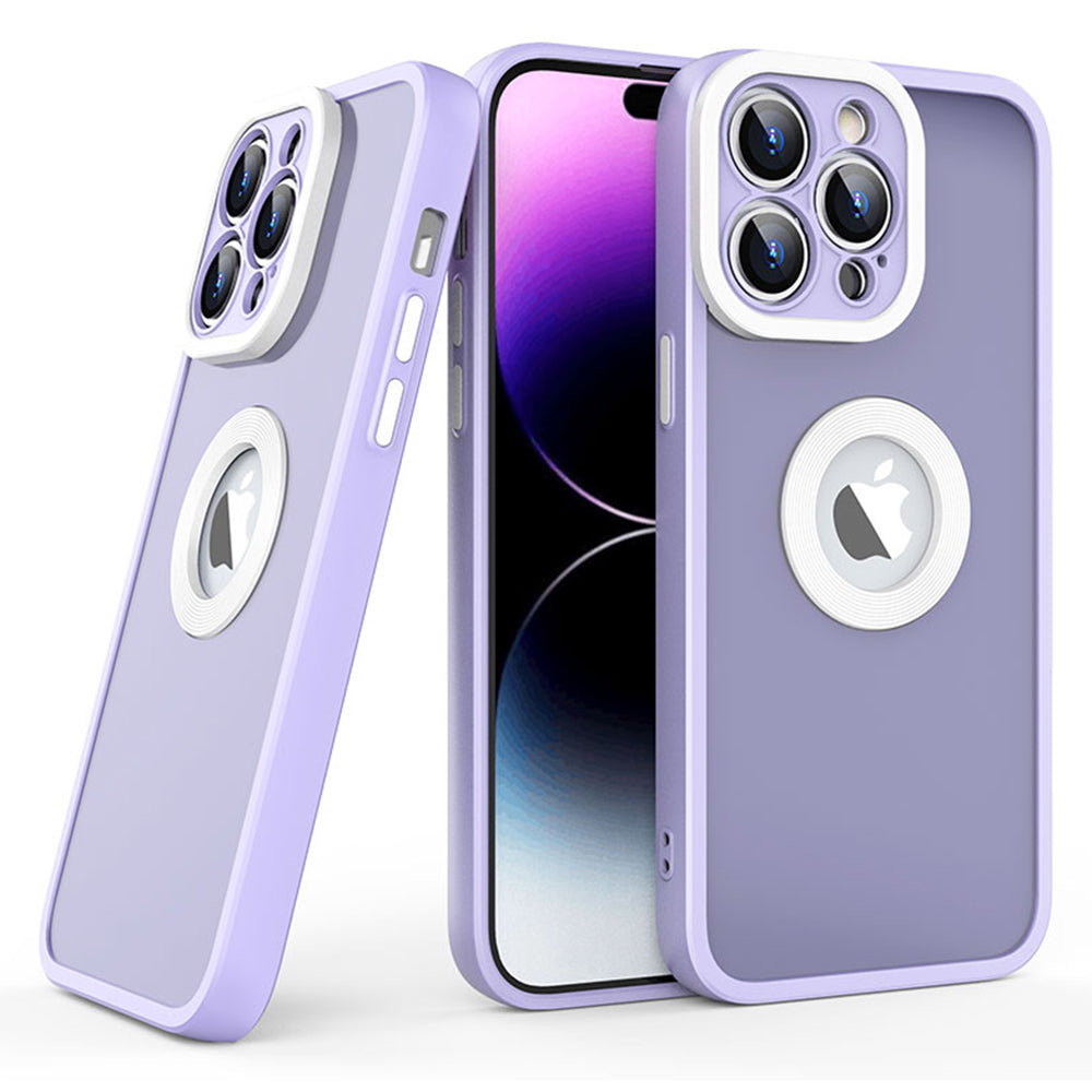 Slim Case for iPhone 14 Pro Max Skin-Touch Soft TPU PC Phone Case (Round Hollow Show Phone's Logo)